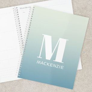 Modern Monogramm Anfangsname Aquamarin Aqua Gradie Planer