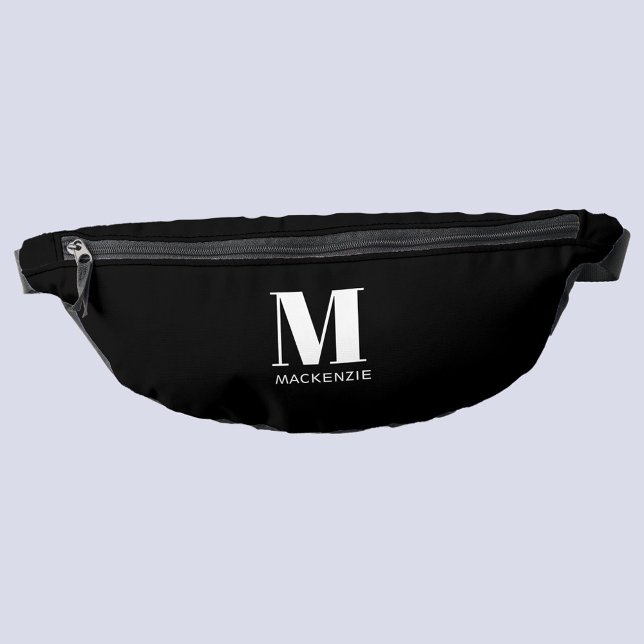 Modern Monogramm - Anfangsname Bauchtasche (Black and white persoalized monogram initial name fanny pack bag)