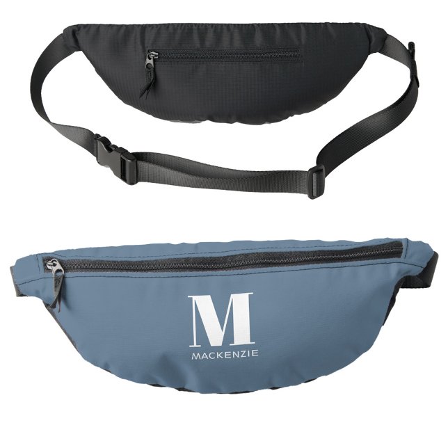 Modern Monogramm Anfangsname Dusty Blue Bauchtasche (Simple monogram initial name personalized dusty blue fanny pack)