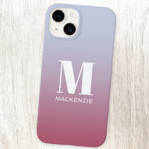 Modern Monogramm Anfangsname Pink Blue Gradient Case-Mate iPhone 14 Hülle