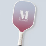 Modern Monogramm Anfangsname Pink Blue Gradient Pickleball Schläger<br><div class="desc">Moderne Typografie minimalistisch monogramm Initialname Design,  die geändert werden können,  um personalisieren. Weiß auf einem magentafarbenen rosa bis blass blauen Farbverlauf Hintergrund.</div>