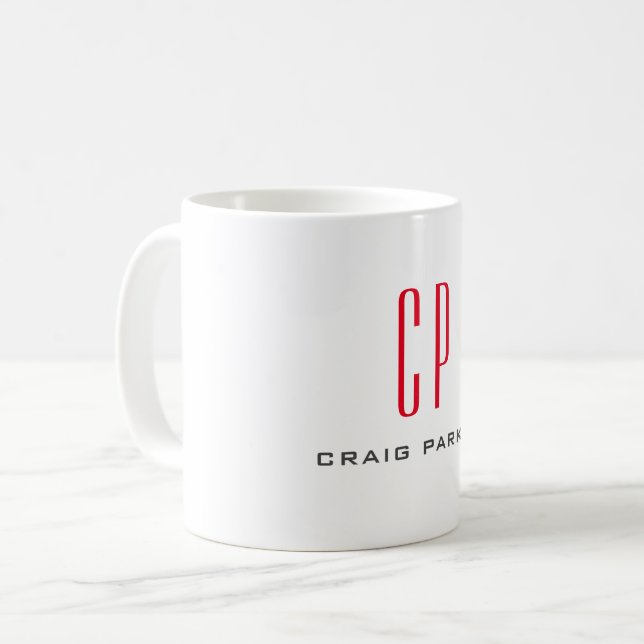 Modern Monogramm Beruflicher Schlichter Minimalist Kaffeetasse (Vorderseite Links)