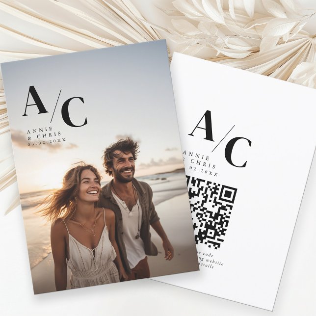 Modern, Monogramm, Foto, QR-Code Einladung (Von Creator hochgeladen)
