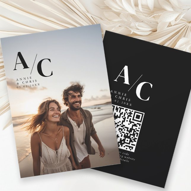 Modern, Monogramm, Foto, QR-Code Einladung (Von Creator hochgeladen)