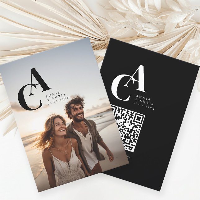 Modern, Monogramm, Foto, QR-Code Einladung (Von Creator hochgeladen)