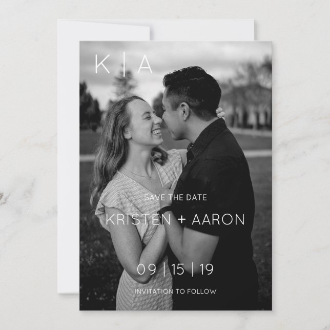 Modern Monogramm Save the Date (Vorderseite)