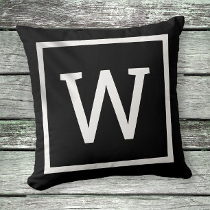 Modern Monogramm Schwarz und Weiß Kissen