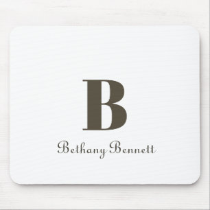 Modern Monogramm Weiß Mousepad