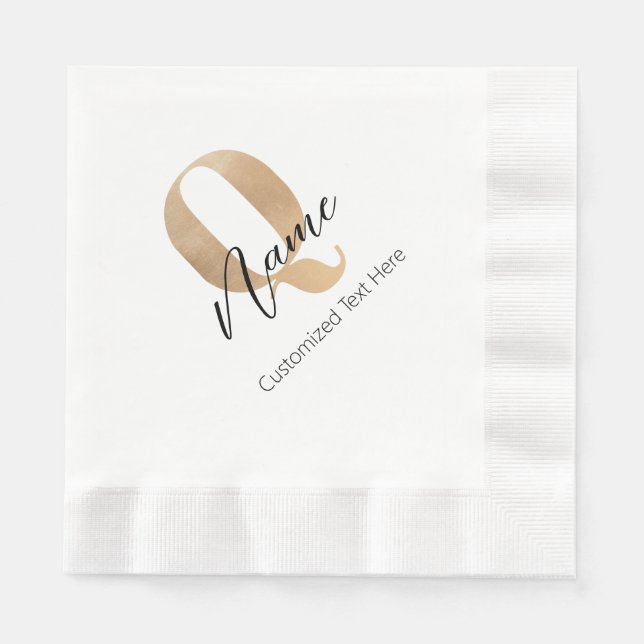 Modern Monogrammed Initial Q & Name Personalized Serviette (Vorderseite)