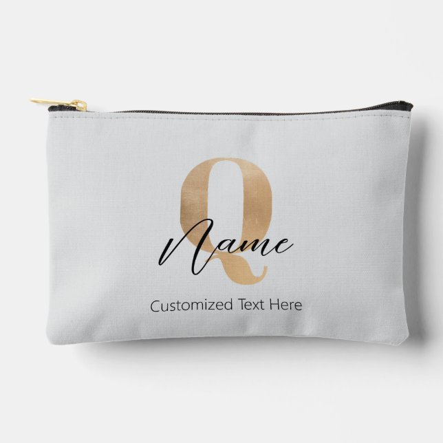 Modern Monogrammed Initial Q & Name Personalized Zubehörtasche (Vorderseite)