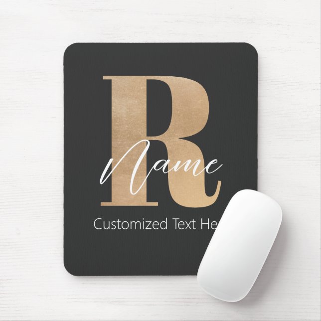 Modern Monogrammed Initial R & Name Personalized Mousepad (Mit Mouse)