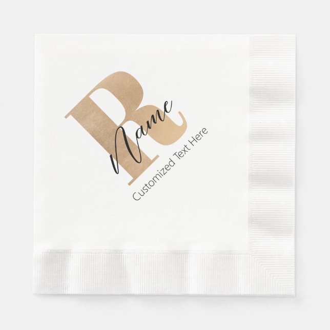 Modern Monogrammed Initial R & Name Personalized Serviette (Vorderseite)