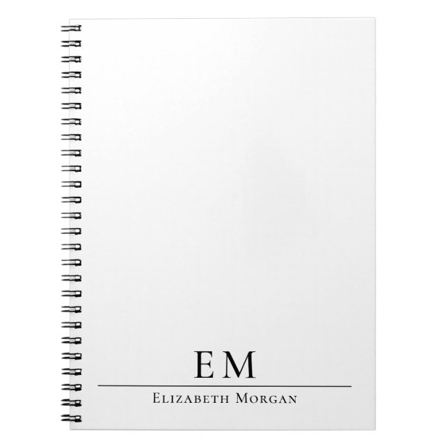 Modern Monogrammed Minimal Elegant Black White Notizblock (Vorderseite)