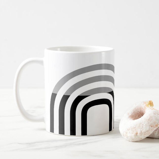 Modern Monotone White Black Initial Pattern Kaffeetasse (Mit Donut)