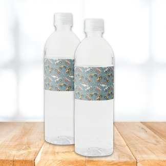 Modern Monster Truck Birthday Watercolor Blau Wasserflaschenetikett