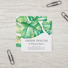 MODERN MONSTERA LEAF stilvolles, gesundes Grün Quadratische Visitenkarte