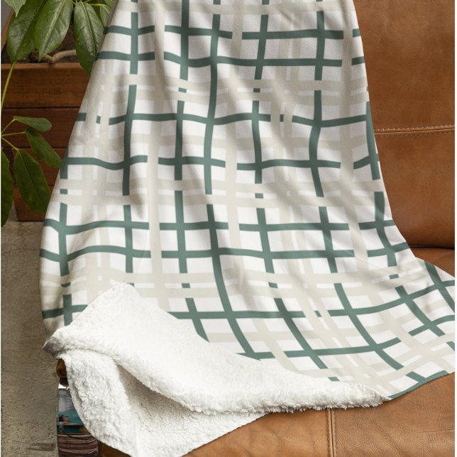 Modern Montauk Grid Green & Beige Sherpadecke (Von Creator hochgeladen)