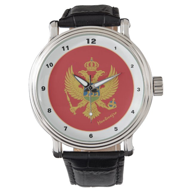Modern Montenegro Flag & Montenegro Mode Armbanduhr (Vorderseite)