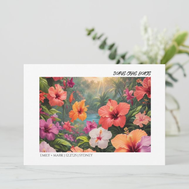 Modern Moody Bold bunt floral SAVE THE DATE Einladung (Stehend Vorderseite)