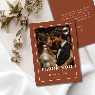 Modern Moody Wedding Thank You Card with Photo Dankeskarte