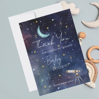 Modern Moon & Stars Baby Shower Thank You Card Dankeskarte
