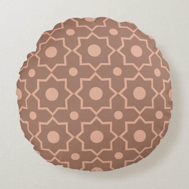 Modern Moscha Mousse Dusty Pink Geometric Shape Rundes Kissen (Vorderseite)