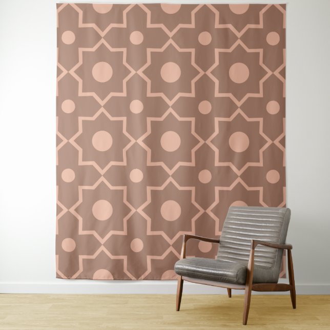 Modern Moscha Mousse Dusty Pink Geometric Shape Wandteppich (Beispiel)