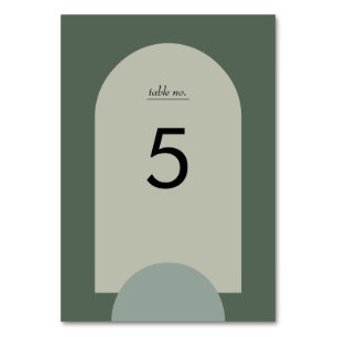 Modern Moss Green Boho Arch Geometric Wedding Tischnummer