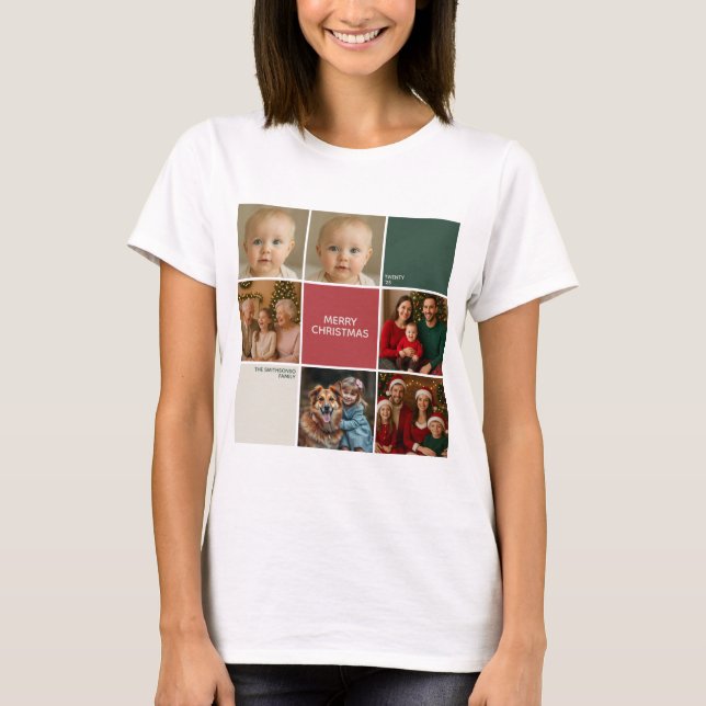 Modern mother collage Christmas family T-Shirt (Vorderseite)