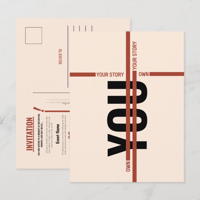 Modern Motivational Event Invitation Card | Semina Einladungspostkarte (Vorne/Hinten)