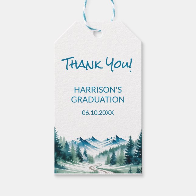 Modern Mountain Grad Party Geschenkanhänger (Vorderseite)