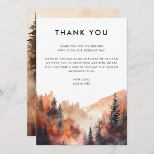 Modern Mountain Wedding Fall Custom Message Dankeskarte