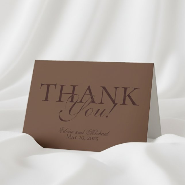 Modern Mousse Brown FaltWedding Vielen Dank Dankeskarte (Send your gratitude in style with this Modern Mousse Brown Folded Thank You Card!)