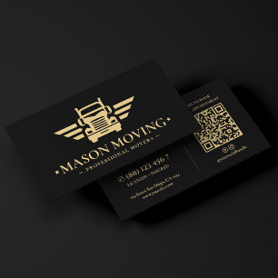 Modern Movers Moving Trucking Logistik Logo Schwar Visitenkarte