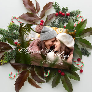 Modern Mrs & Mrs Fröhlichste Feiertage Weihnachten Save The Date