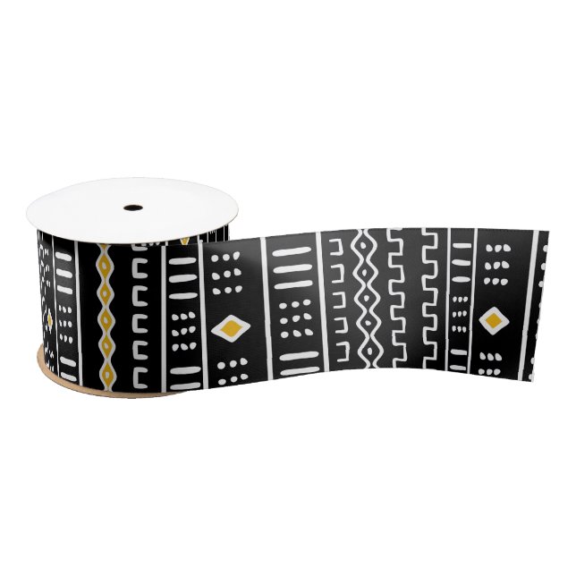 Modern Mudcloth Design Satin Ribbon Satinband (Spule)