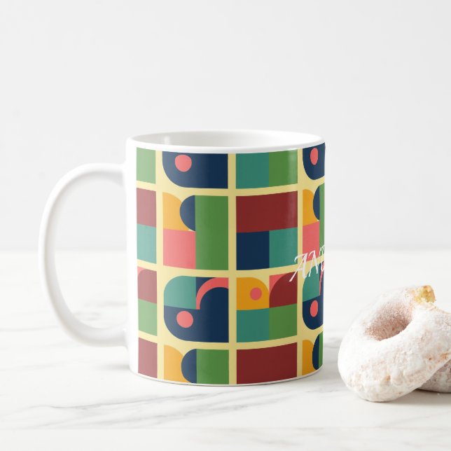 Modern Mug - Abstract Geometric Pattern Kaffeetasse (Mit Donut)