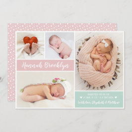 Modern Multi Foto Birth Announcement Card Ankündigung