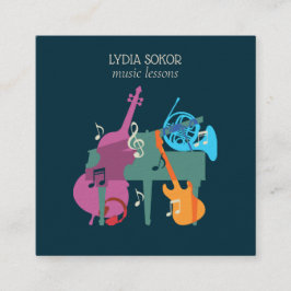 Modern Multi-Instrument Music Business Card Quadratische Visitenkarte