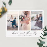 Modern Multi Photo Collage Love and Thanks Wedding Dankeskarte<br><div class="desc">This simply chic three photo collage wedding thank you card template features a crisp modern look. We've chosen rounded corners as the default shape, but you can easily change that to sharp corners, as that look also works very well with this design! We've given this minimalist design a warm touch...</div>