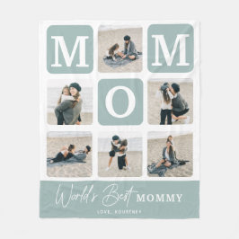 Modern Multi Photo Grid Cute MOM Gift  Fleecedecke