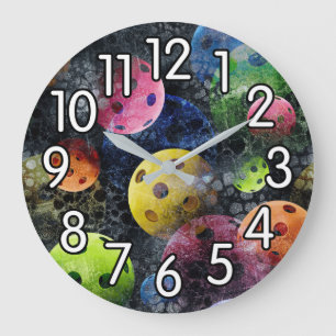 Modern Multicolor Pickleball Clock Große Wanduhr