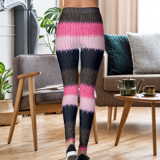 Modern Multicolor Striped Knitted Woolen Texture Leggings (Von Creator hochgeladen)