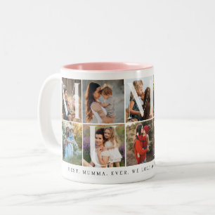 Modern Mumma Collage, 10 Foto Grid, Geschenk für M Zweifarbige Tasse