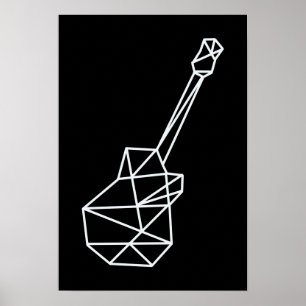 modern music geometric guitar on black poster