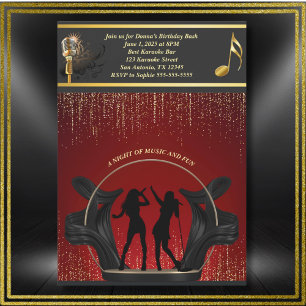 Modern Music Party Karaoke Geburtstagsfeier Einlad Einladung