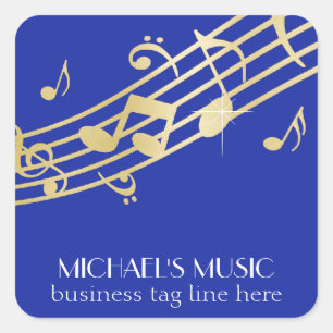 Modern Musical Business Branding Gold Musiknote Quadratischer Aufkleber