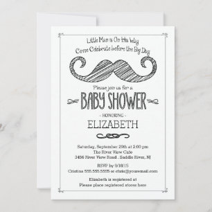 Modern Mustache Baby Shower Einladung