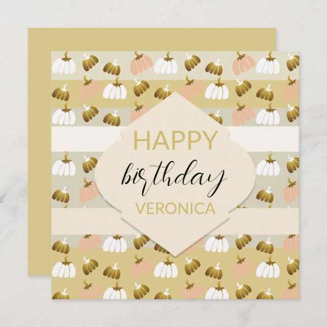 Modern Mustard Blush Artistic Pumpkins Karte (Vorne/Hinten)