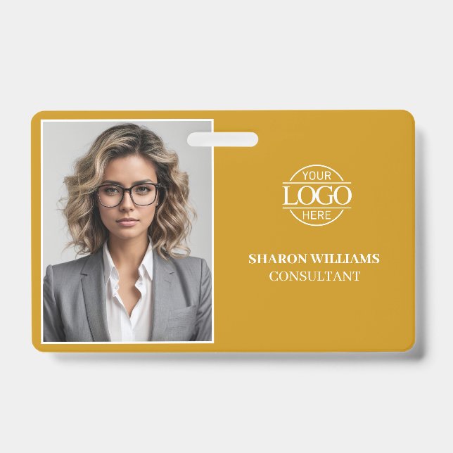 Modern Mustard Minimal Company Employee Photo Ausweis (Vorderseite)